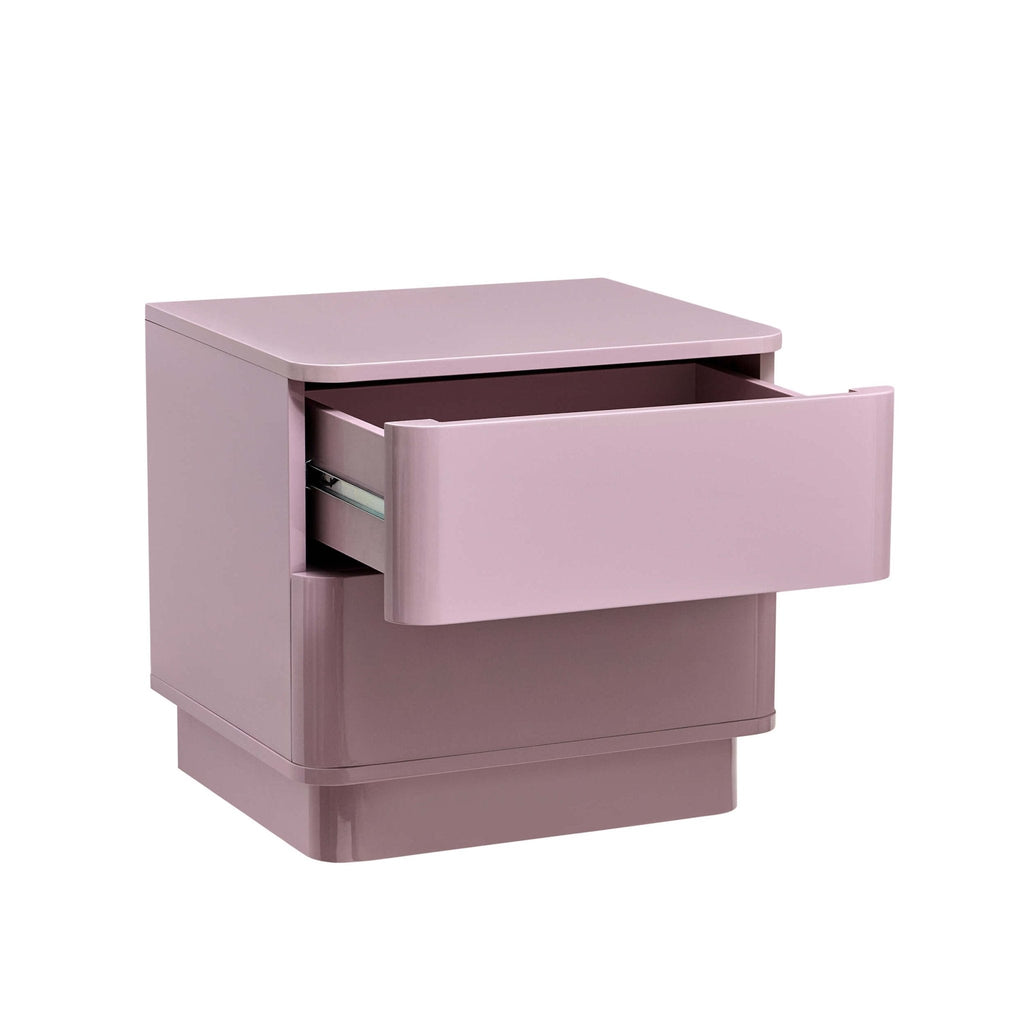 Dusklia - Romilly High Gloss 2 Drawer Bedside Table - Violet Ice
