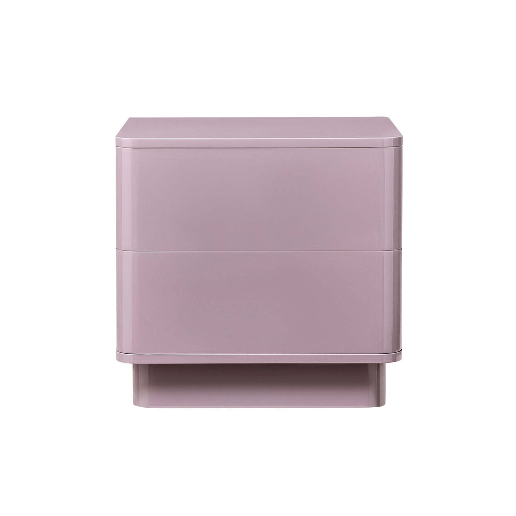 Dusklia - Romilly High Gloss 2 Drawer Bedside Table - Violet Ice