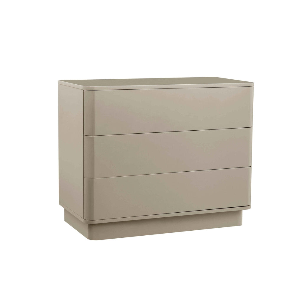 Dusklia - Romilly High Gloss 3 Drawer Chest - Taupe