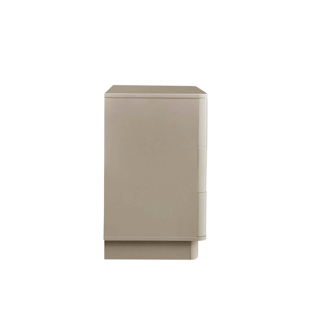 Dusklia - Romilly High Gloss 3 Drawer Chest - Taupe