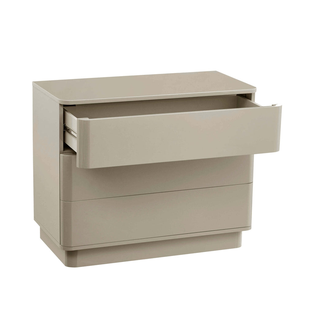 Dusklia - Romilly High Gloss 3 Drawer Chest - Taupe