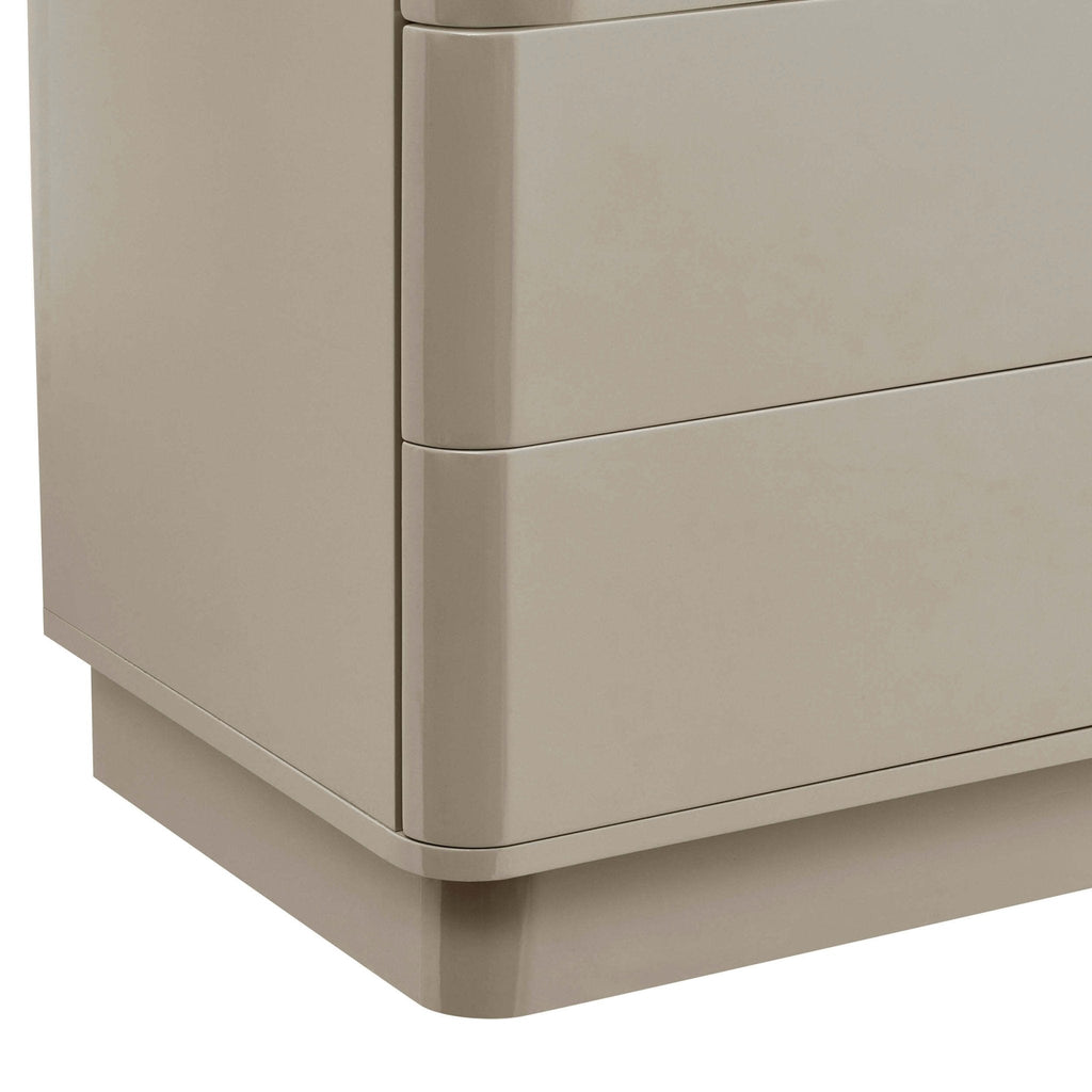 Dusklia - Romilly High Gloss 3 Drawer Chest - Taupe