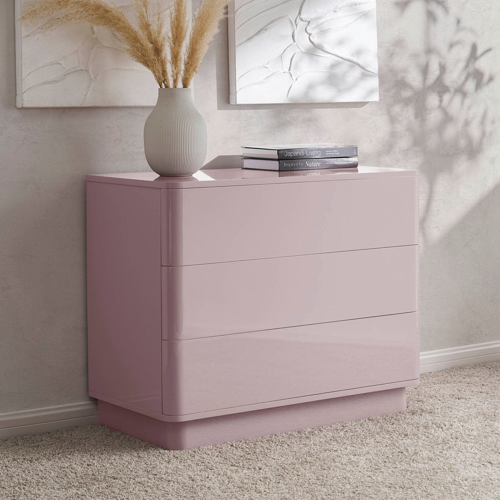 Dusklia - Romilly High Gloss 3 Drawer Chest - Violet Ice