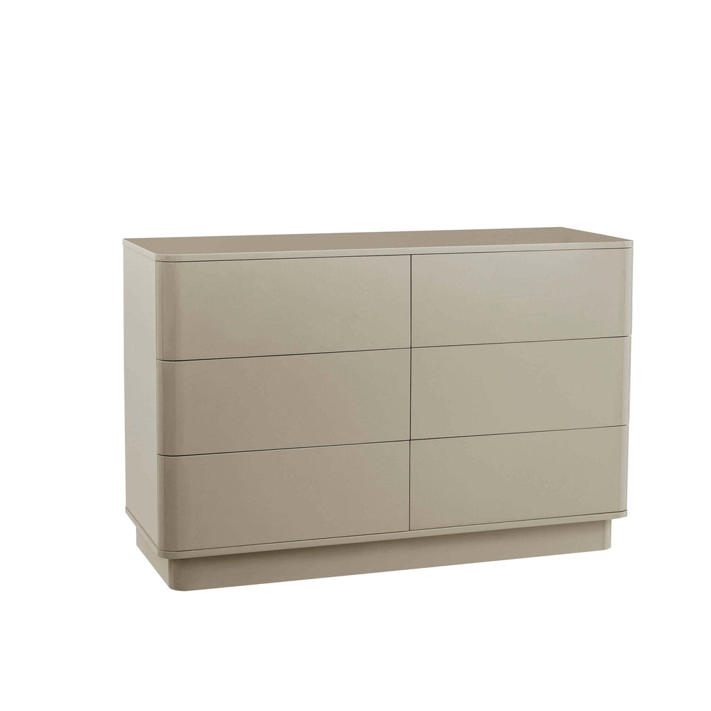 Dusklia - Romilly High Gloss 6 Drawer Chest - Taupe