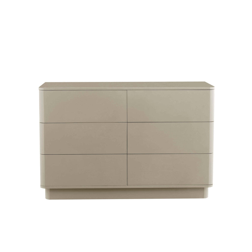 Dusklia - Romilly High Gloss 6 Drawer Chest - Taupe