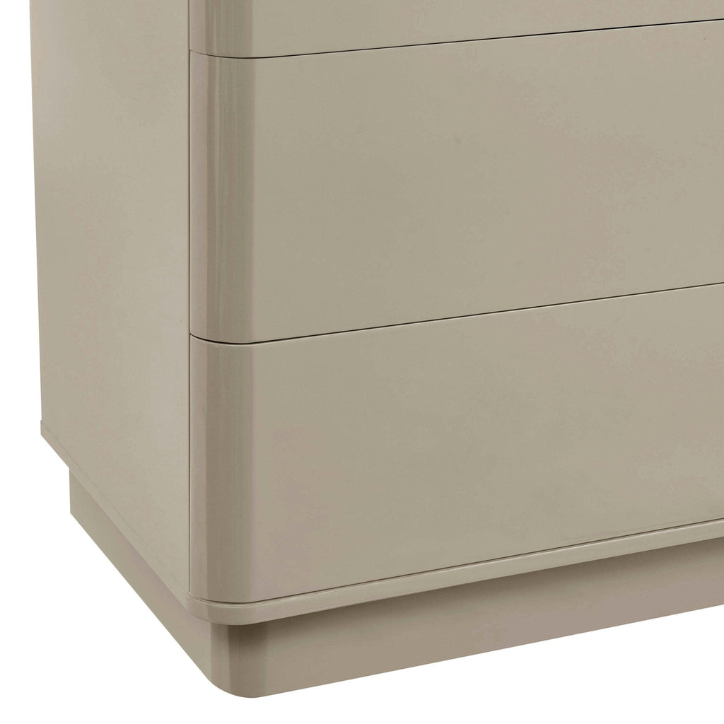 Dusklia - Romilly High Gloss 6 Drawer Chest - Taupe
