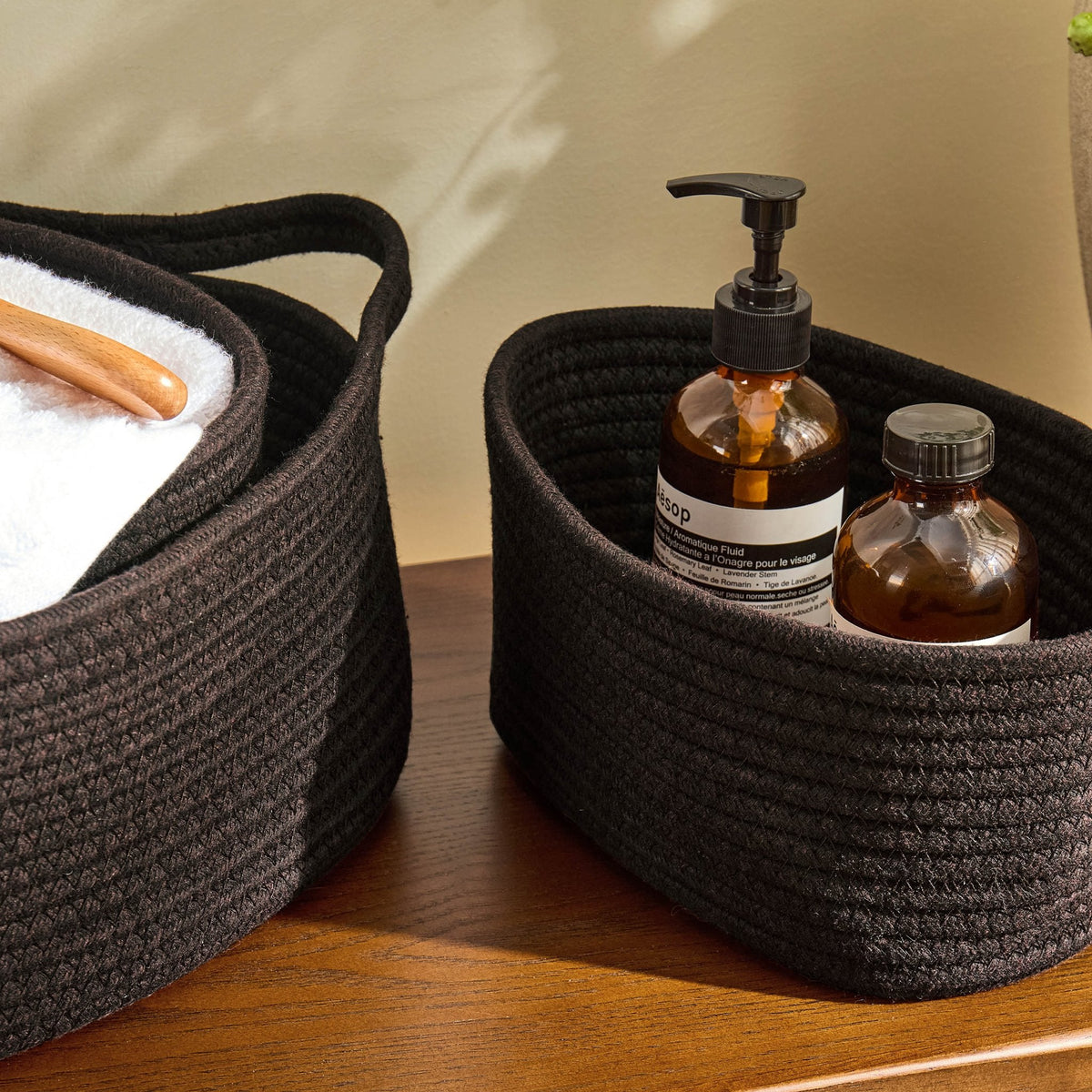Dusklia - Rope Storage Basket Cube Set - Chocolate