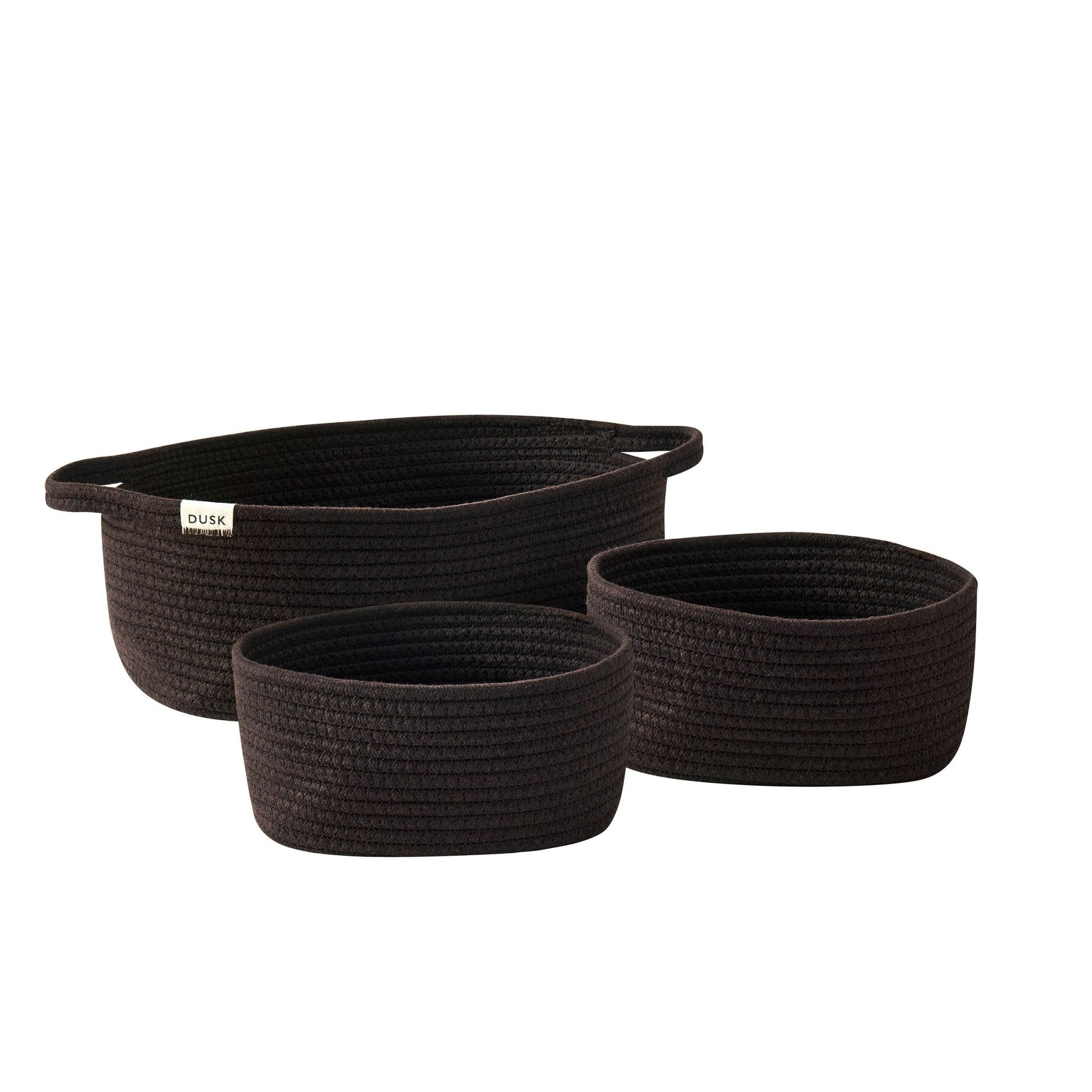 Dusklia - Rope Storage Basket Cube Set - Chocolate