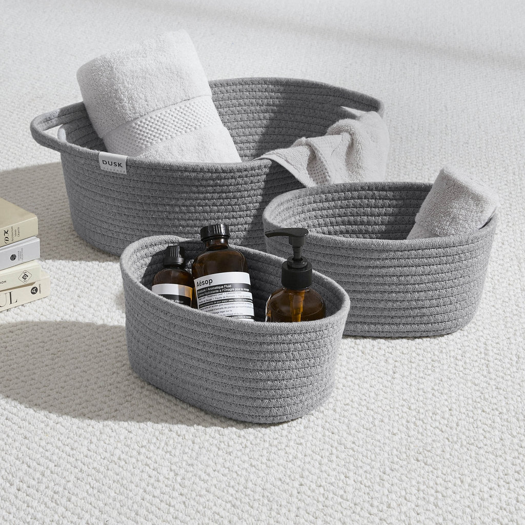 Dusklia - Rope Storage Cube Set - Grey