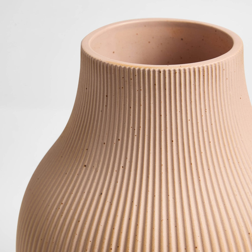 Dusklia - Rose Matt Ribbed Clay Vase - Pink