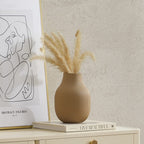 Dusklia - Rose Matt Ribbed Clay Vase - Sand