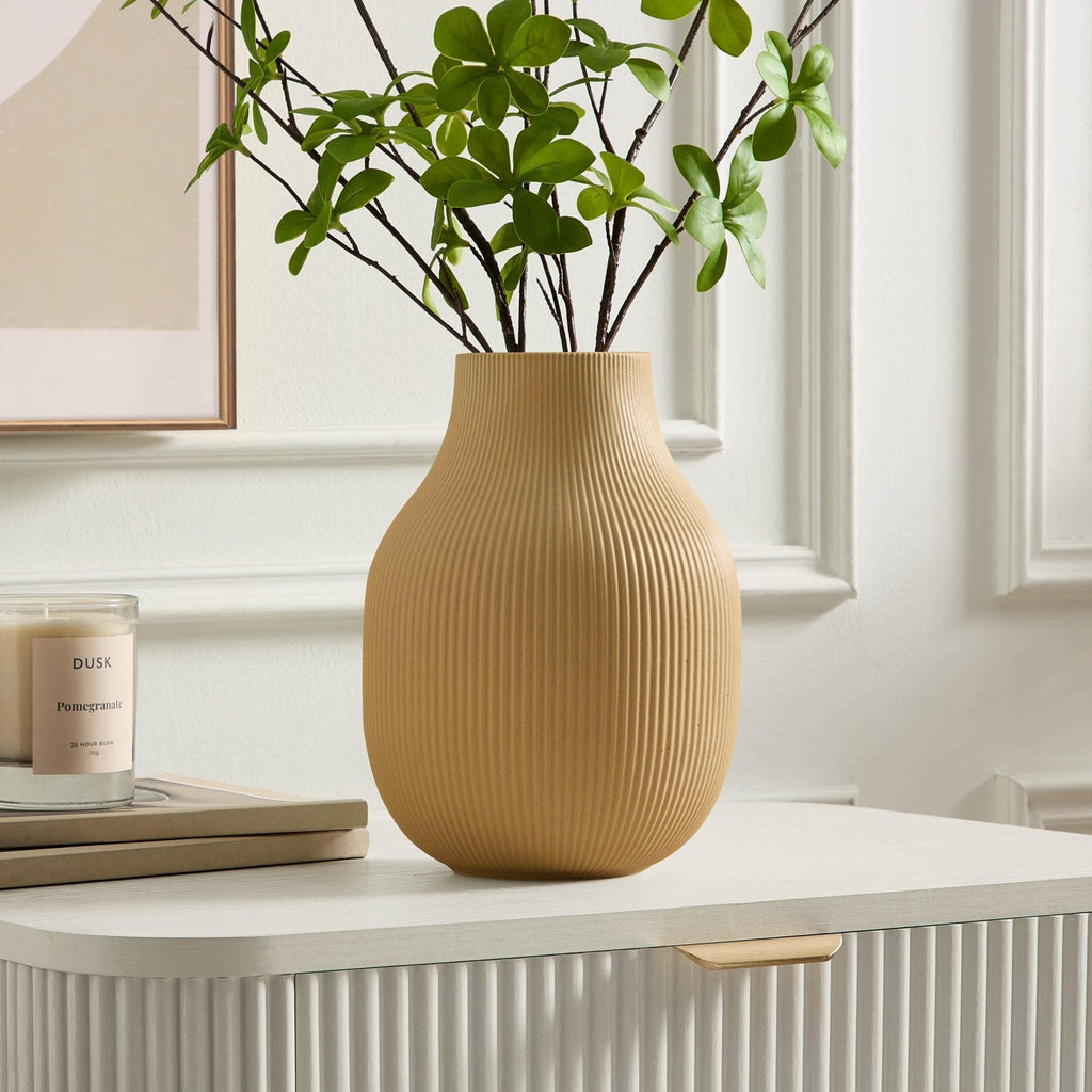 Dusklia - Rose Matt Ribbed Clay Vase - Sand
