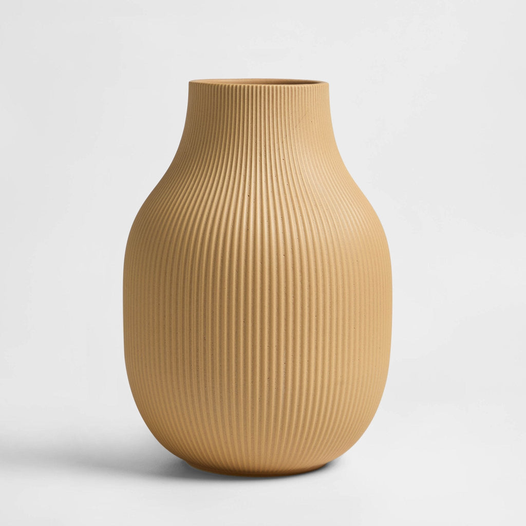 Dusklia - Rose Matt Ribbed Clay Vase - Sand