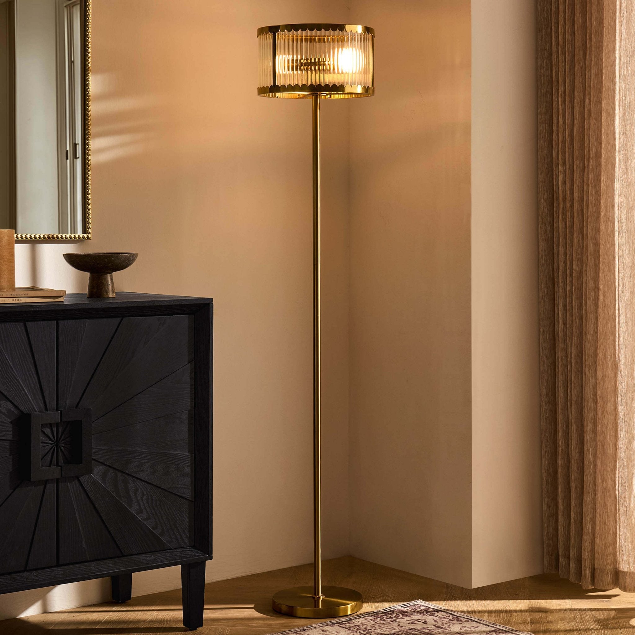 Dusklia - Rosie Glass Scallop Floor Lamp - Gold