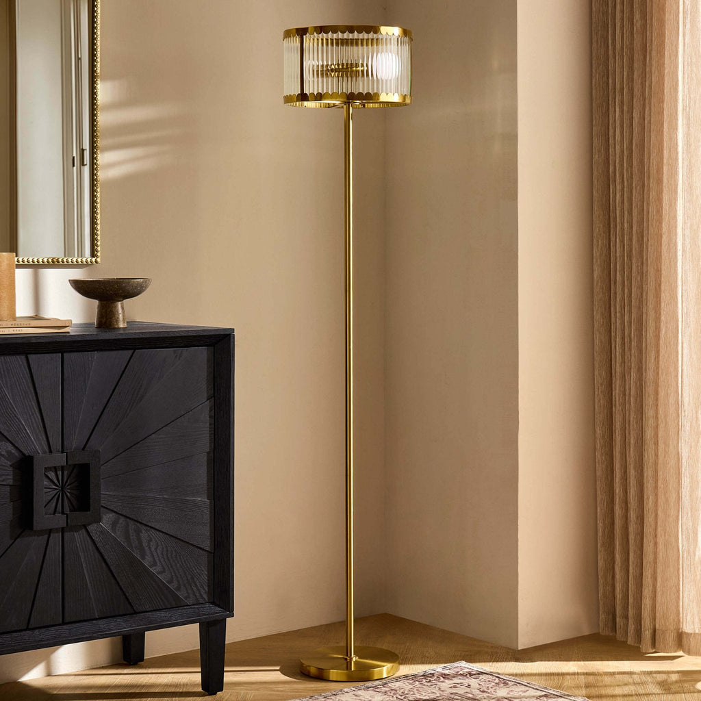 Dusklia - Rosie Glass Scallop Floor Lamp - Gold