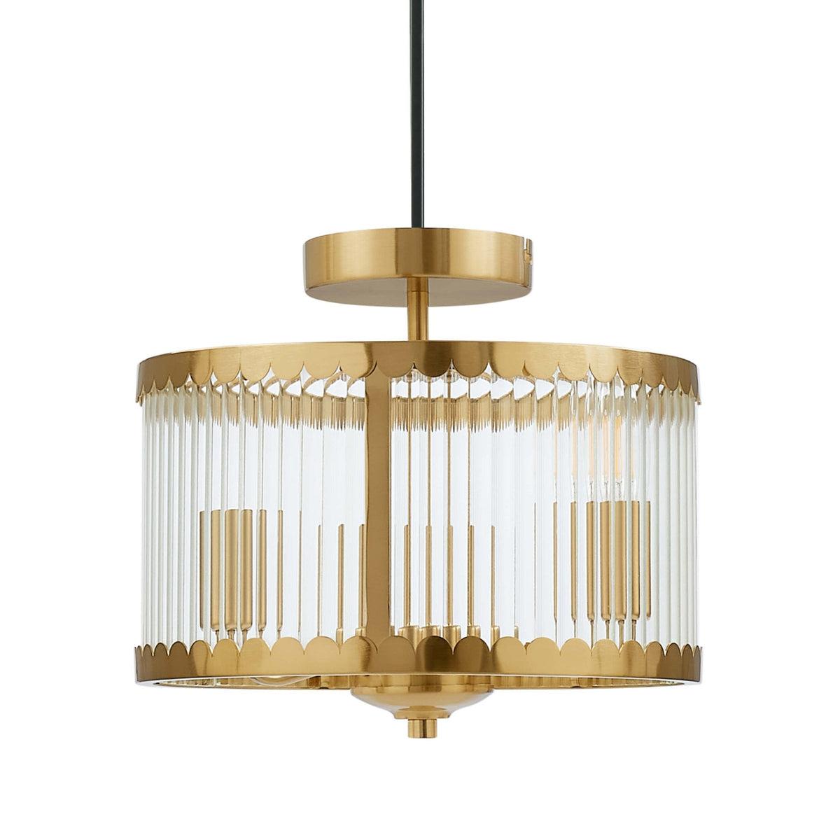 Dusklia - Rosie Glass Scallop Flush Ceiling Light - Gold