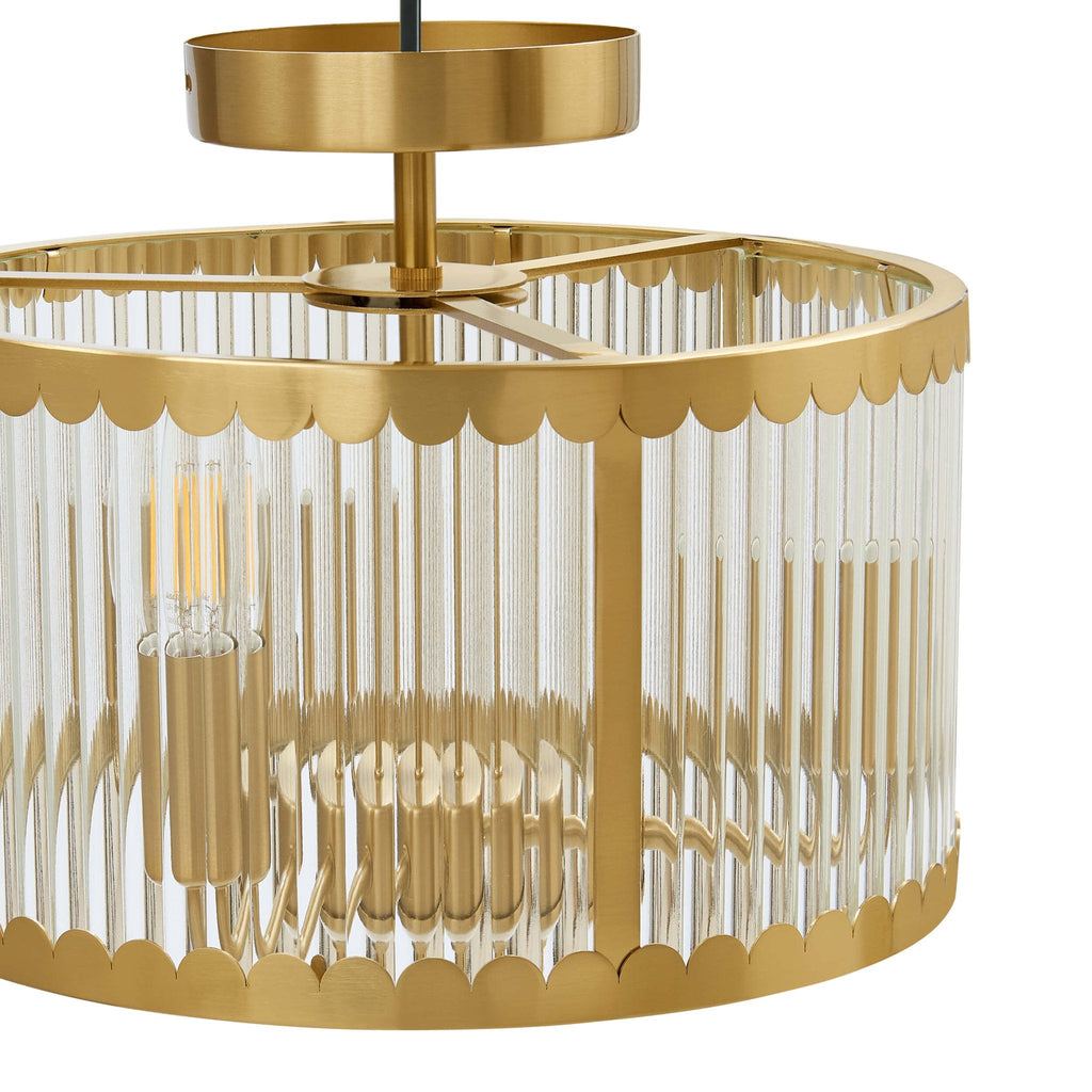 Dusklia - Rosie Glass Scallop Flush Ceiling Light - Gold