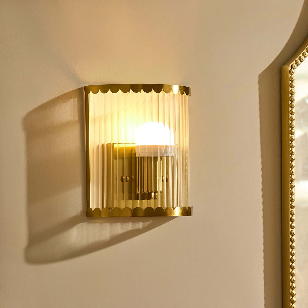Dusklia - Rosie Glass Scallop Wall Light - Gold