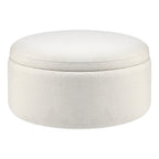 Dusklia - Stockton Round Storage Pouffe - Linen Natural