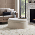 Dusklia - Stockton Round Storage Pouffe - Linen Natural