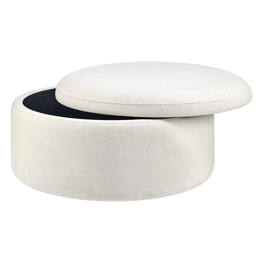 Dusklia - Stockton Round Storage Pouffe - Linen Natural