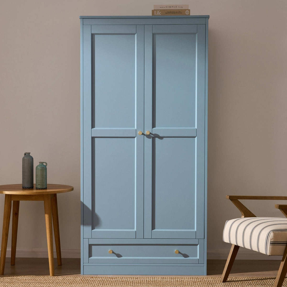Dusklia - Ruby 2 Door Wardrobe with Drawer - Sky Blue