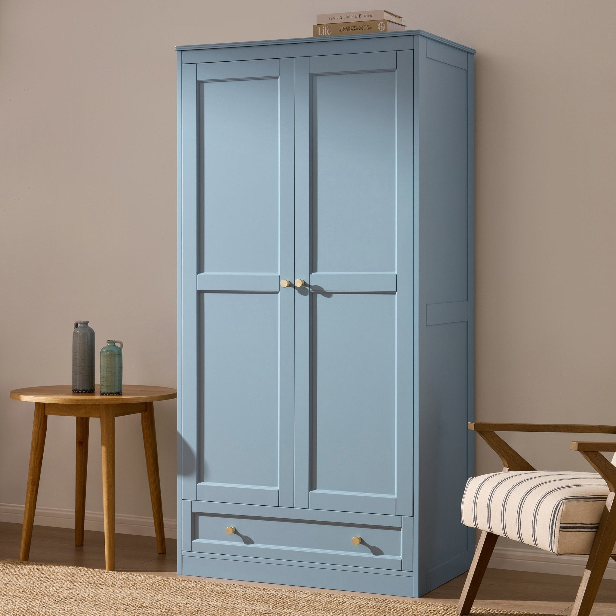 Dusklia - Ruby 2 Door Wardrobe with Drawer - Sky Blue