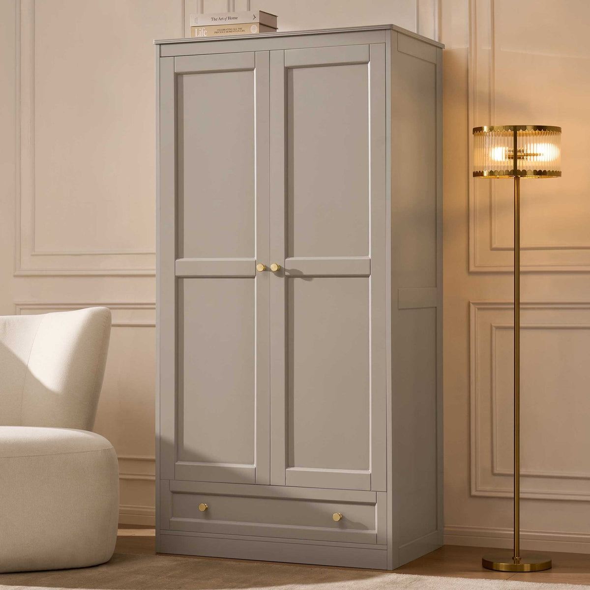 Dusklia - Ruby 2 Door Wardrobe with Drawer - Taupe