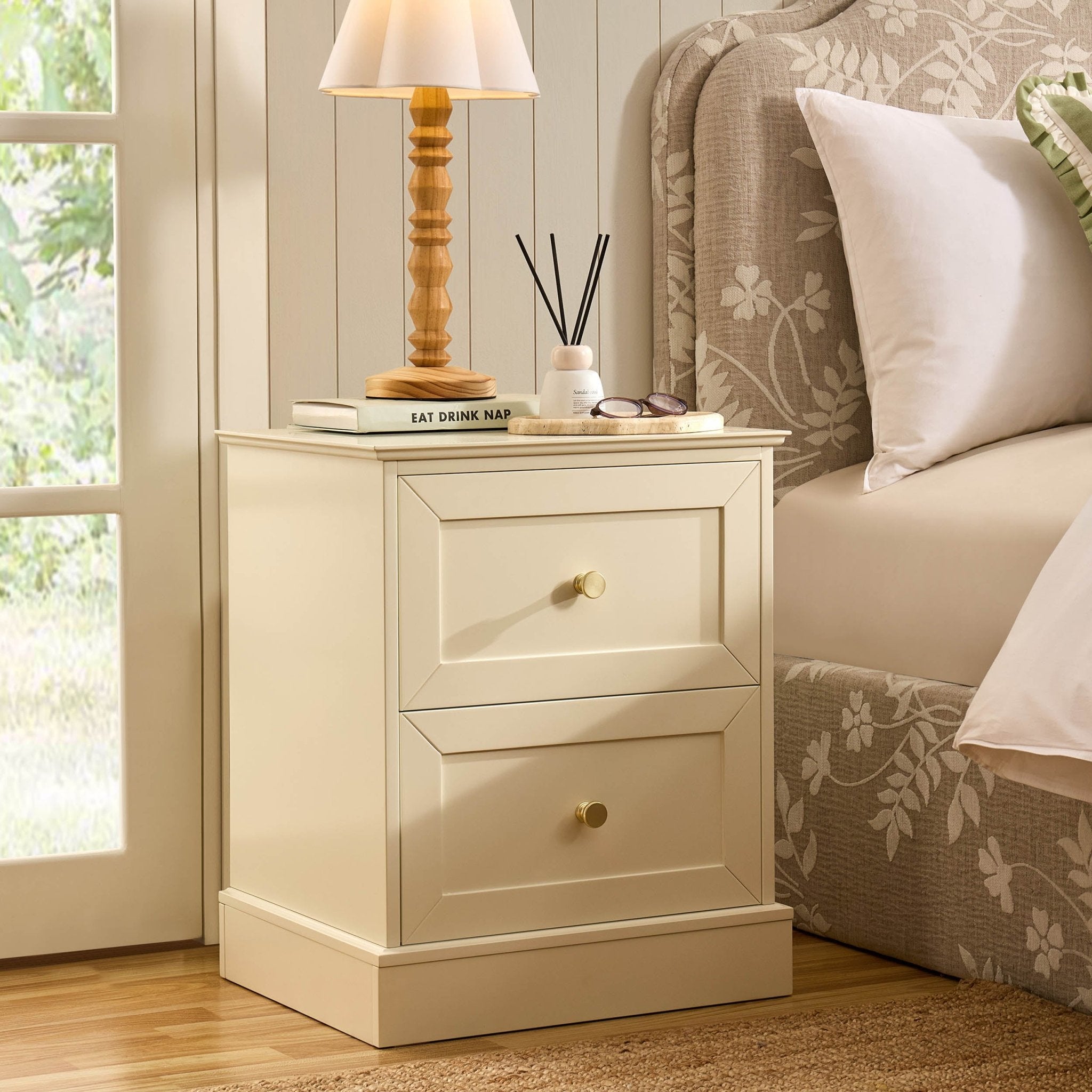 Dusklia - Ruby 2 Drawer Bedside Table - Cream