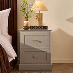 Dusklia - Ruby 2 Drawer Bedside Table - Taupe