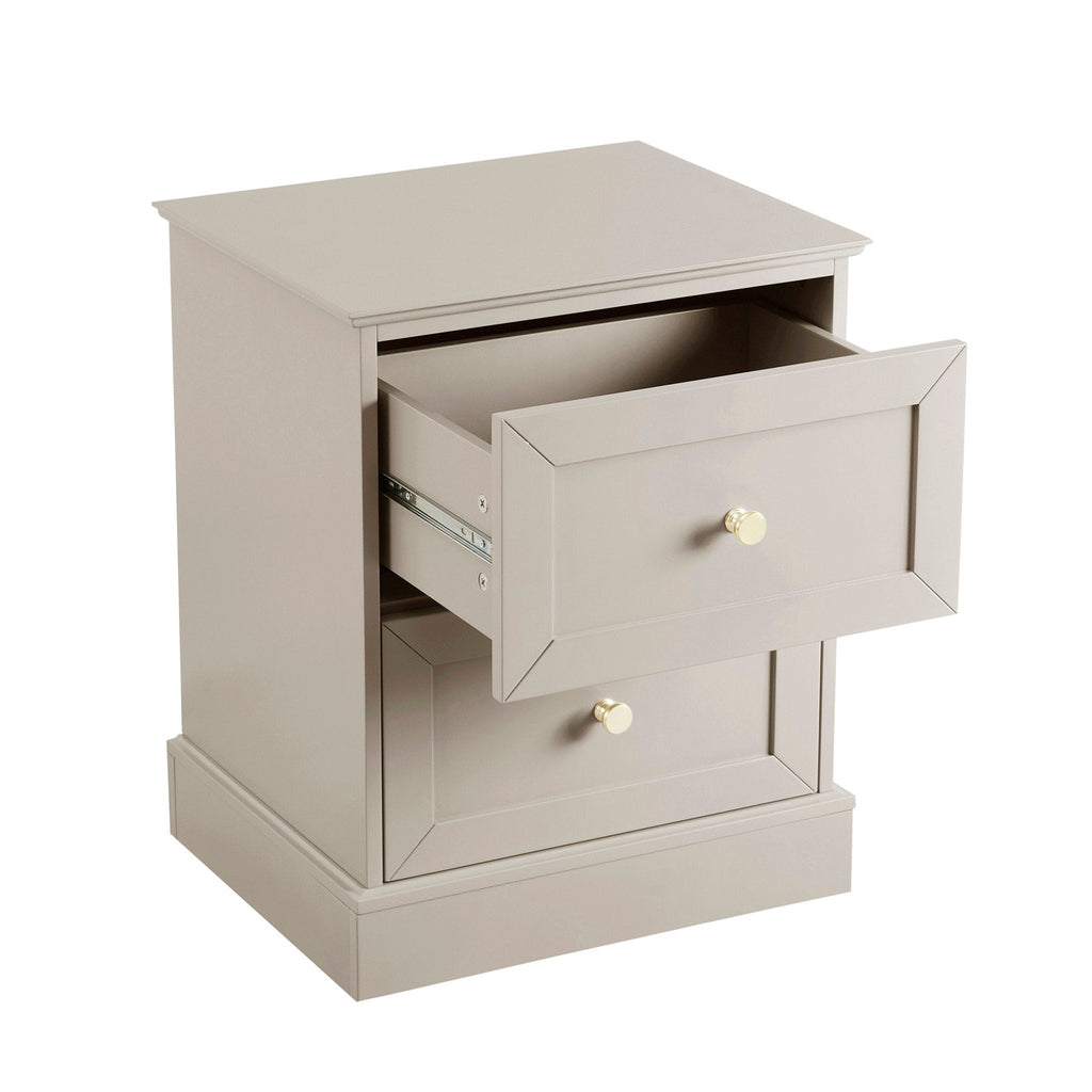 Dusklia - Ruby 2 Drawer Bedside Table - Taupe