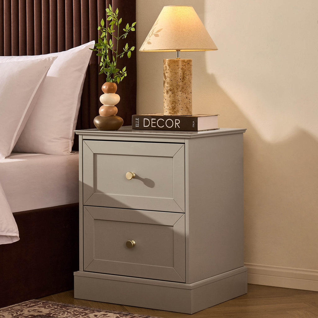 Dusklia - Ruby 2 Drawer Bedside Table - Taupe