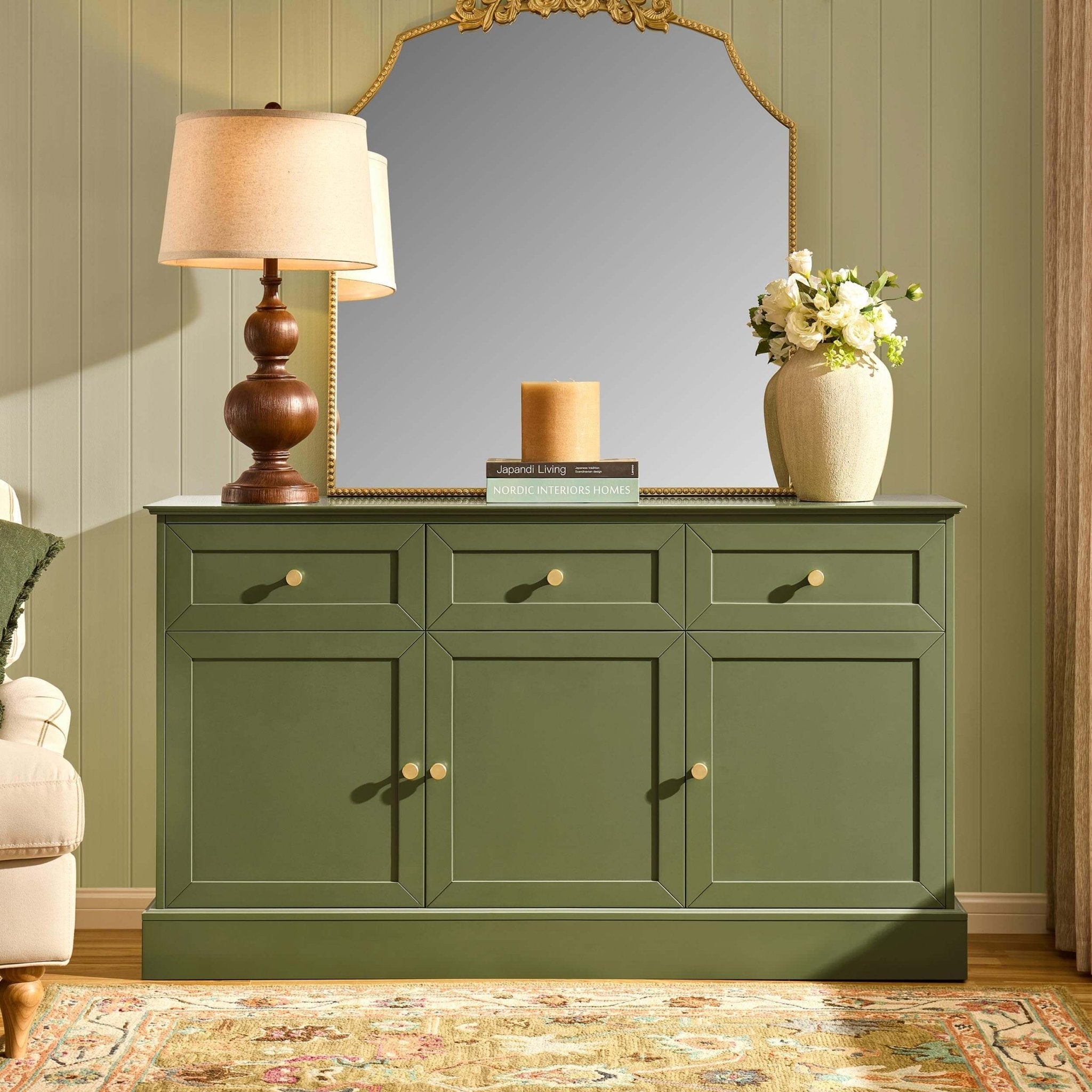 Dusklia - Ruby 3 Door Sideboard with Drawers - Olive