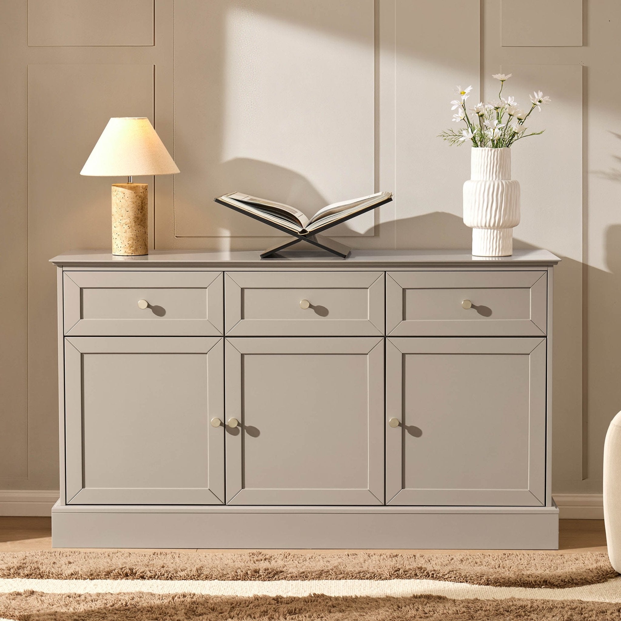 Dusklia - Ruby 3 Door Sideboard with Drawers - Taupe
