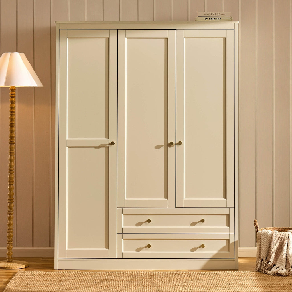 Dusklia - Ruby 3 Door Wardrobe with Drawers - Cream