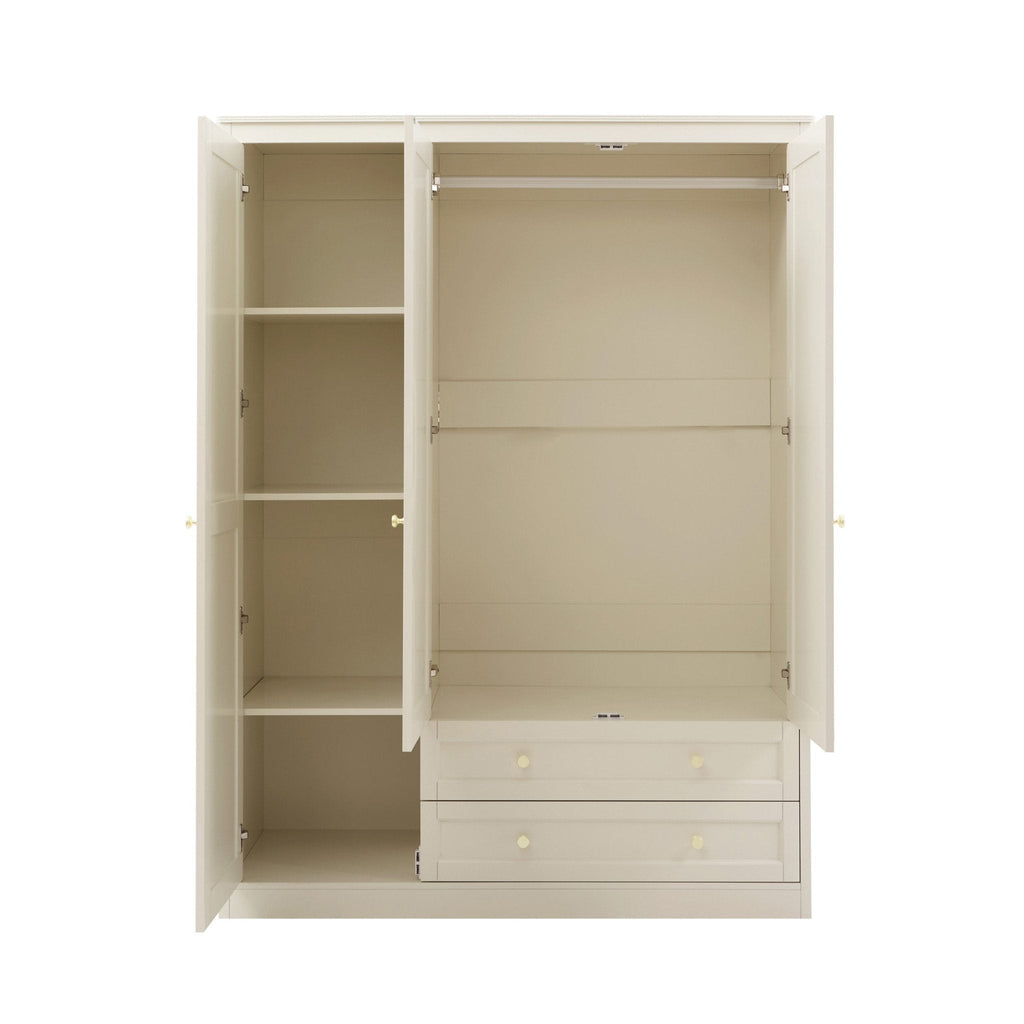 Dusklia - Ruby 3 Door Wardrobe with Drawers - Cream
