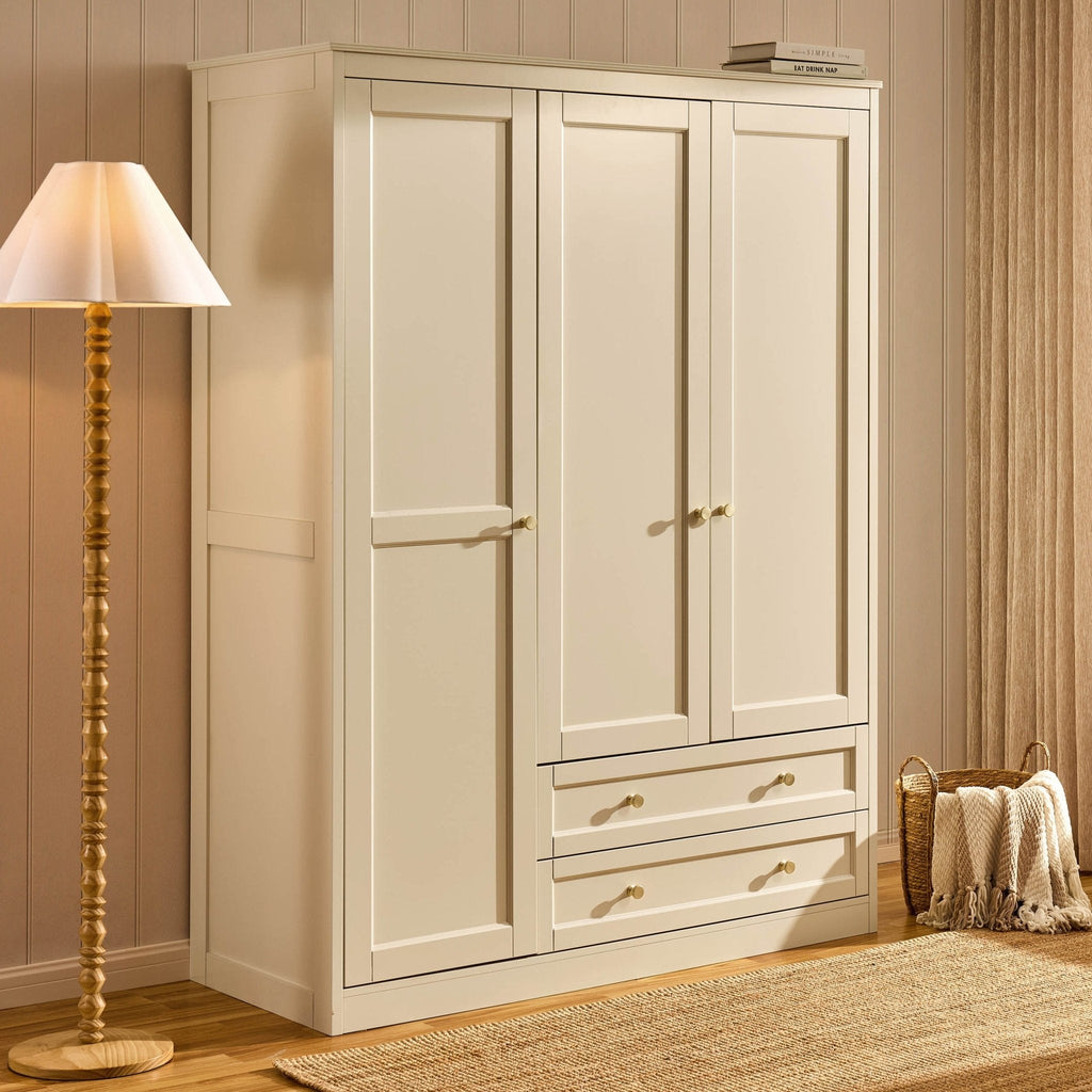Dusklia - Ruby 3 Door Wardrobe with Drawers - Cream