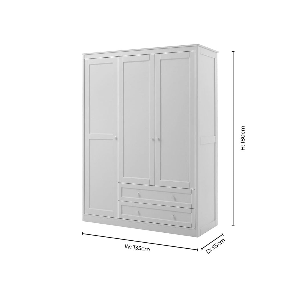 Dusklia - Ruby 3 Door Wardrobe with Drawers - Sky Blue