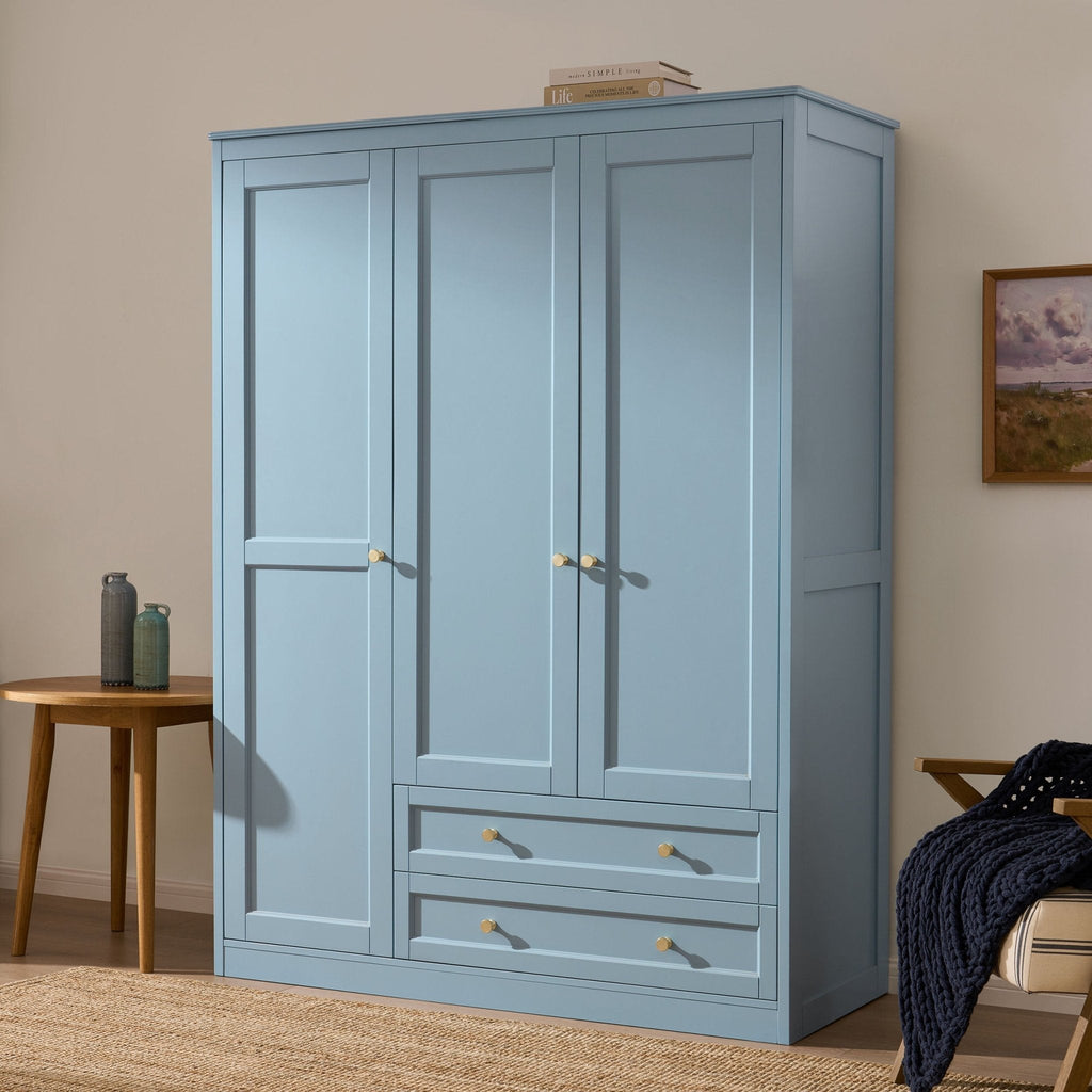 Dusklia - Ruby 3 Door Wardrobe with Drawers - Sky Blue