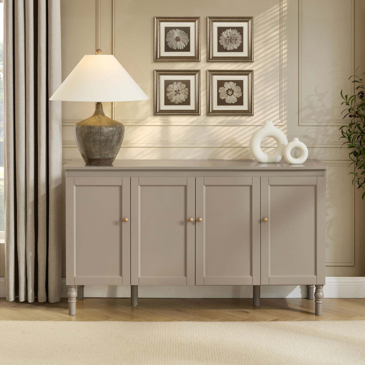 Dusklia - Ruby 4 Door Sideboard - Taupe