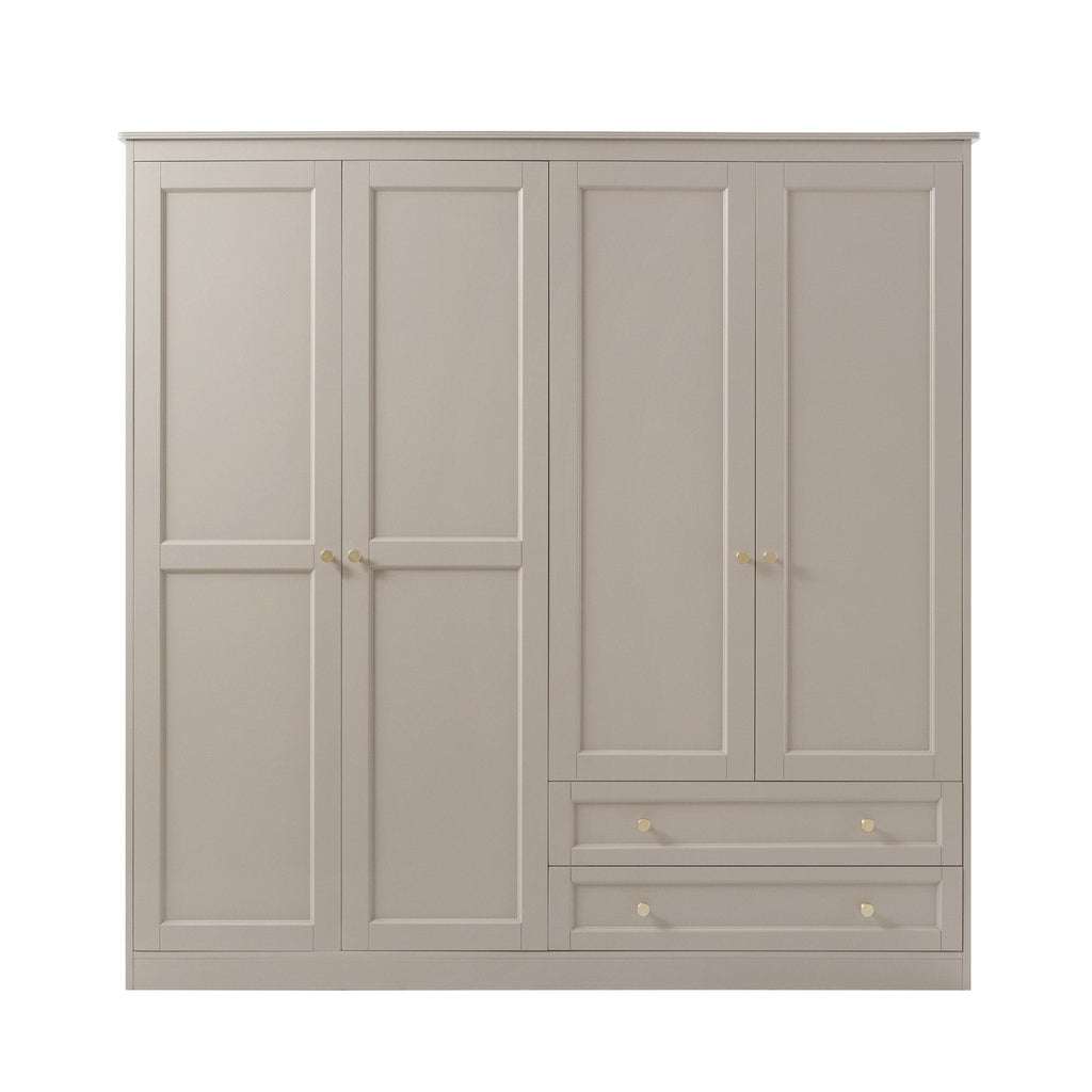 Dusklia - Ruby 4 Door Wardrobe with Drawers - Taupe