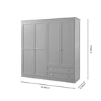 Dusklia - Ruby 4 Door Wardrobe with Drawers - Taupe