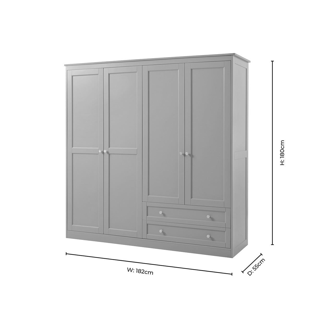 Dusklia - Ruby 4 Door Wardrobe with Drawers - Taupe