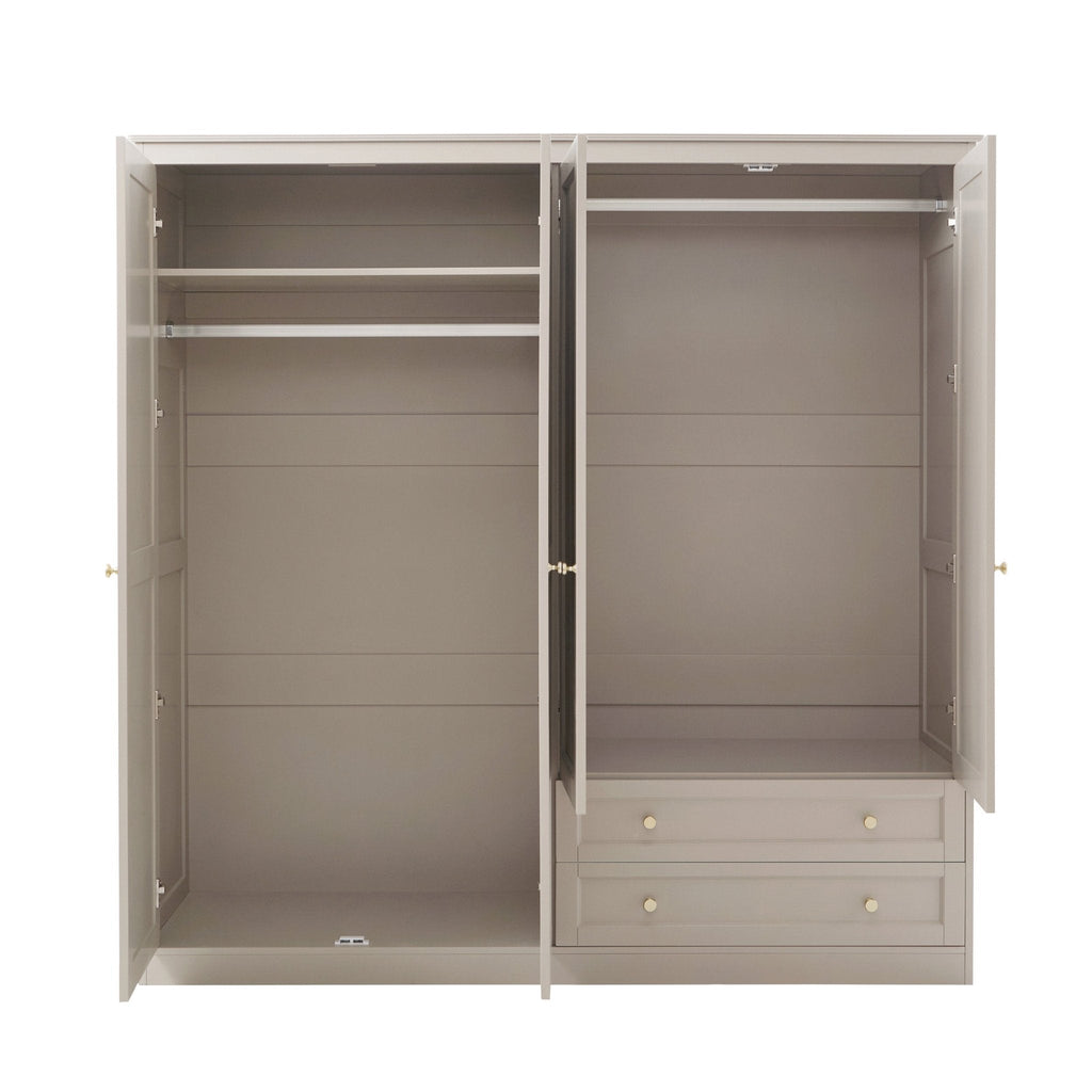 Dusklia - Ruby 4 Door Wardrobe with Drawers - Taupe