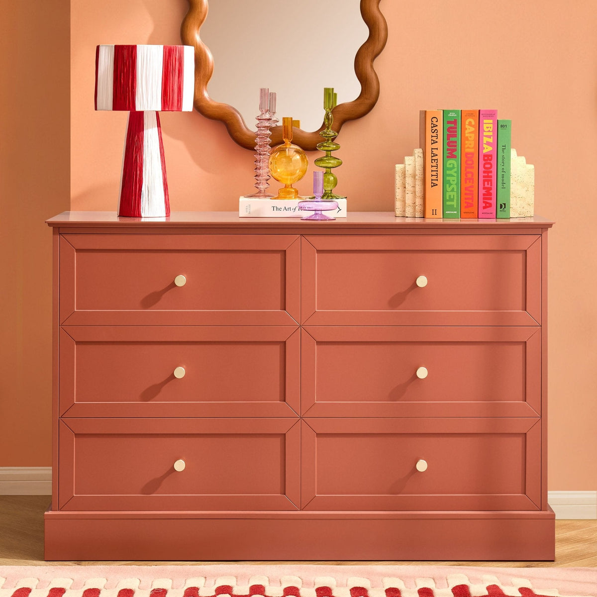 Dusklia - Ruby  6 Drawer Chest - Terracotta
