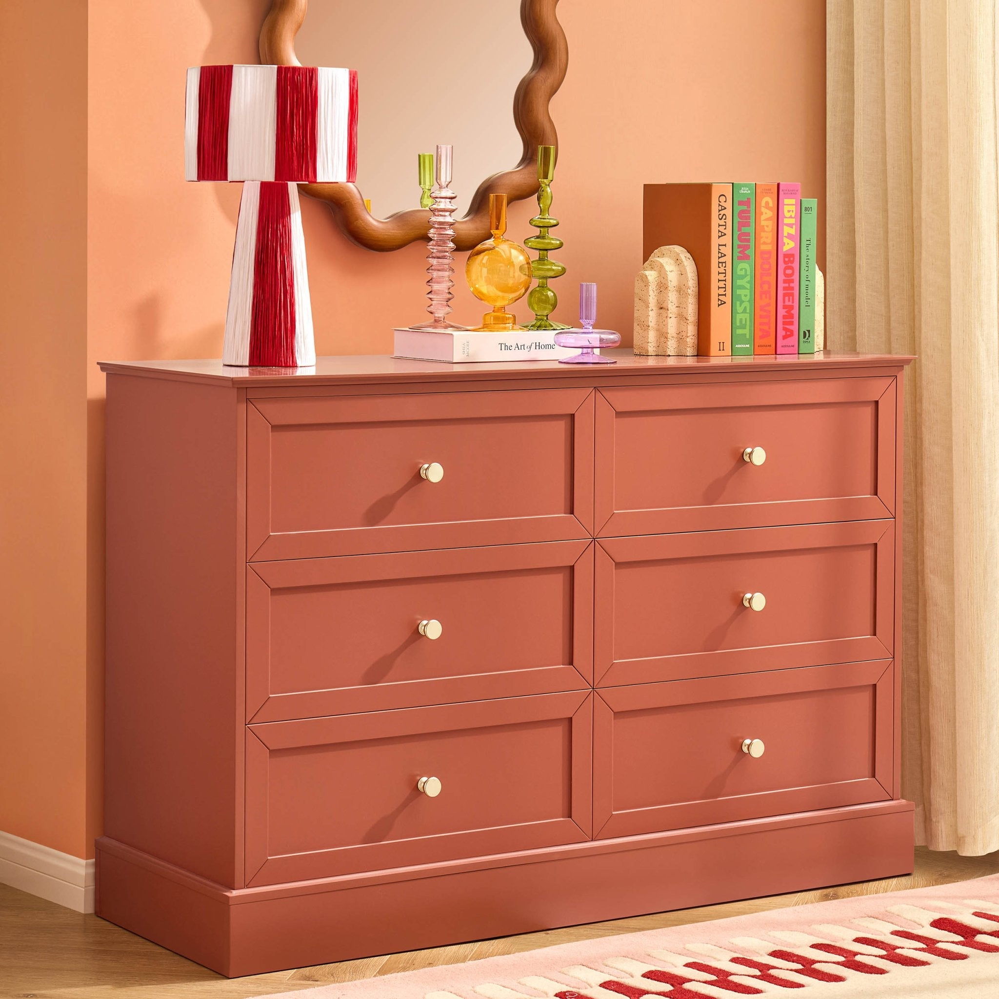 Dusklia - Ruby  6 Drawer Chest - Terracotta