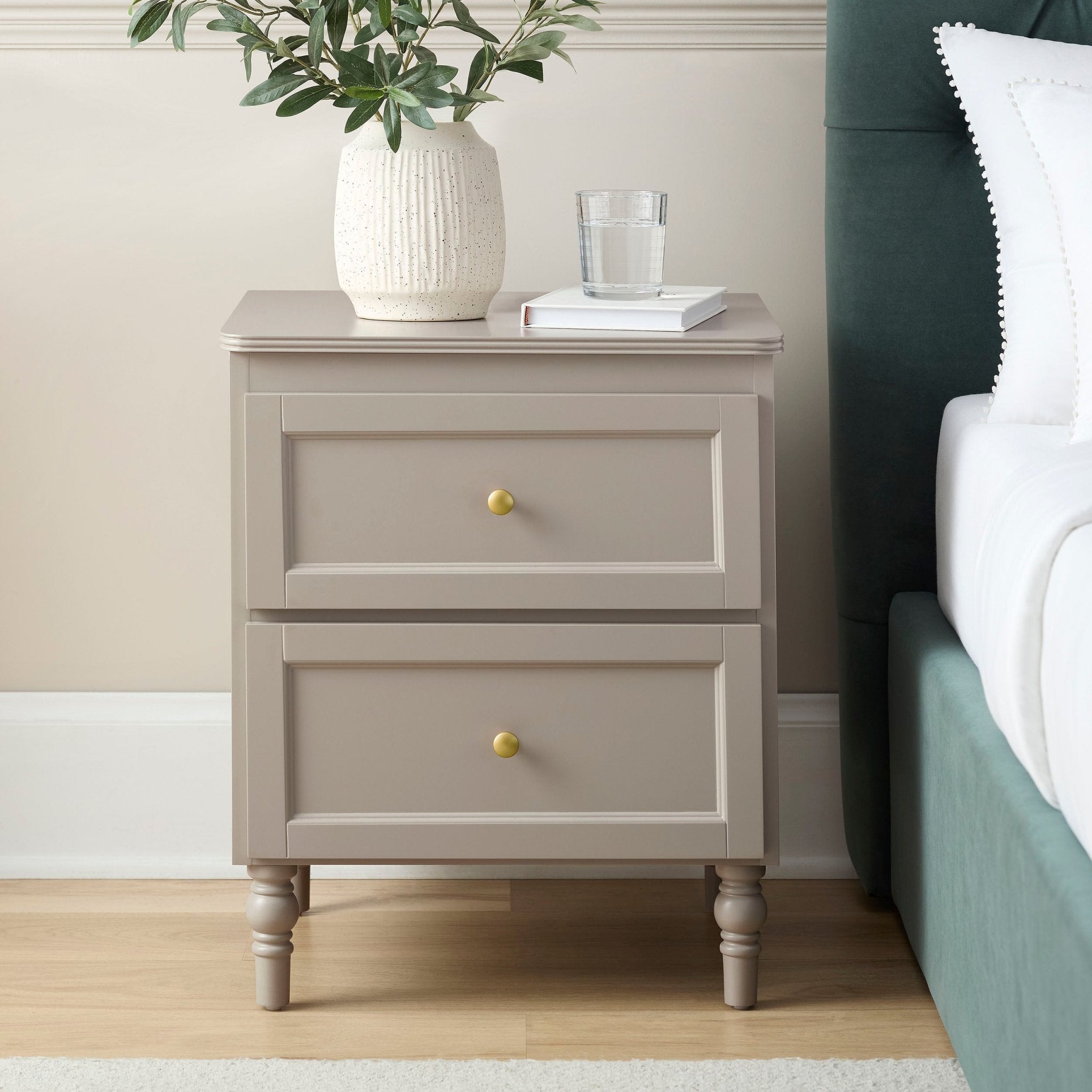 Dusklia - Ruby 2 Drawer Bedside Table - Taupe