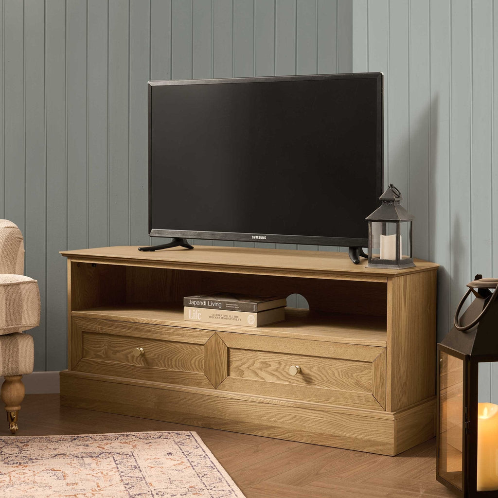 Dusklia - Ruby Corner TV Unit for TVs up to 55- Light Wood