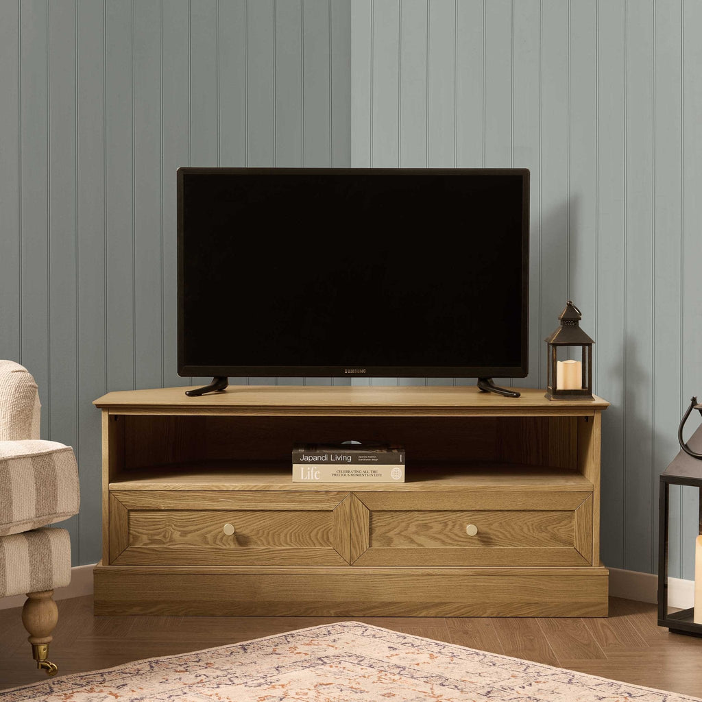 Dusklia - Ruby Corner TV Unit for TVs up to 55- Light Wood