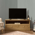 Dusklia - Ruby Corner TV Unit for TVs up to 55- Light Wood